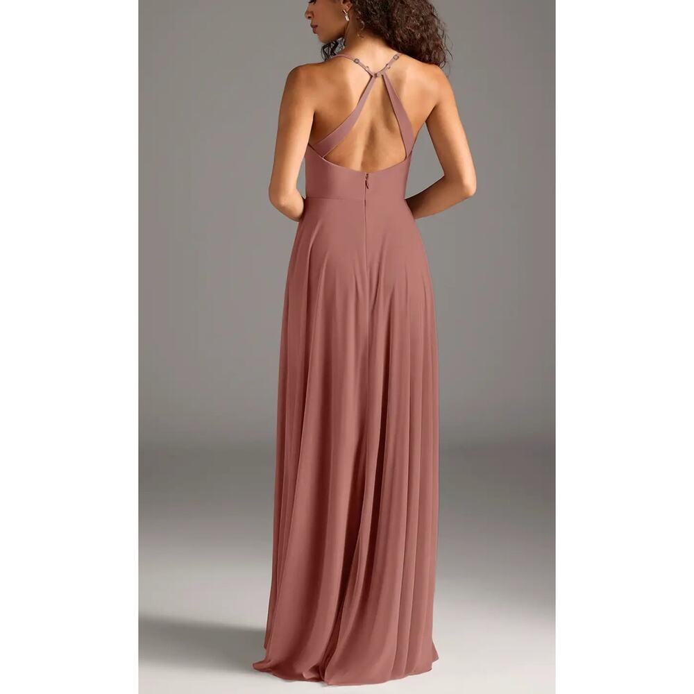 AZAZIE DAVIS Cedar Rose A-Line V-Neck Chiffon Maxi Bridesmaid Dress Sz A4 Prom - Picture 4 of 11
